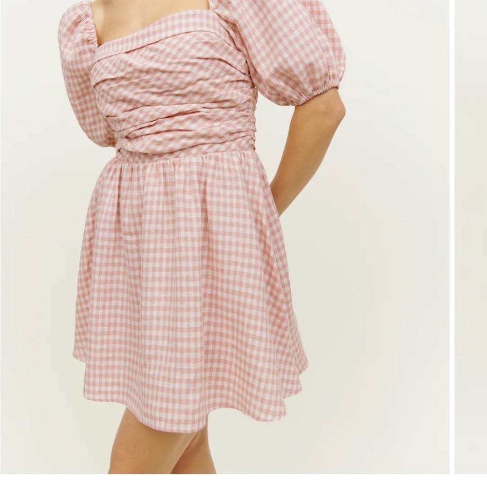 Reformation Zula Blush linen Gingham Dress